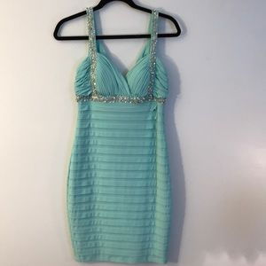 Sea foam / mint Green Beaded Homecoming Dress